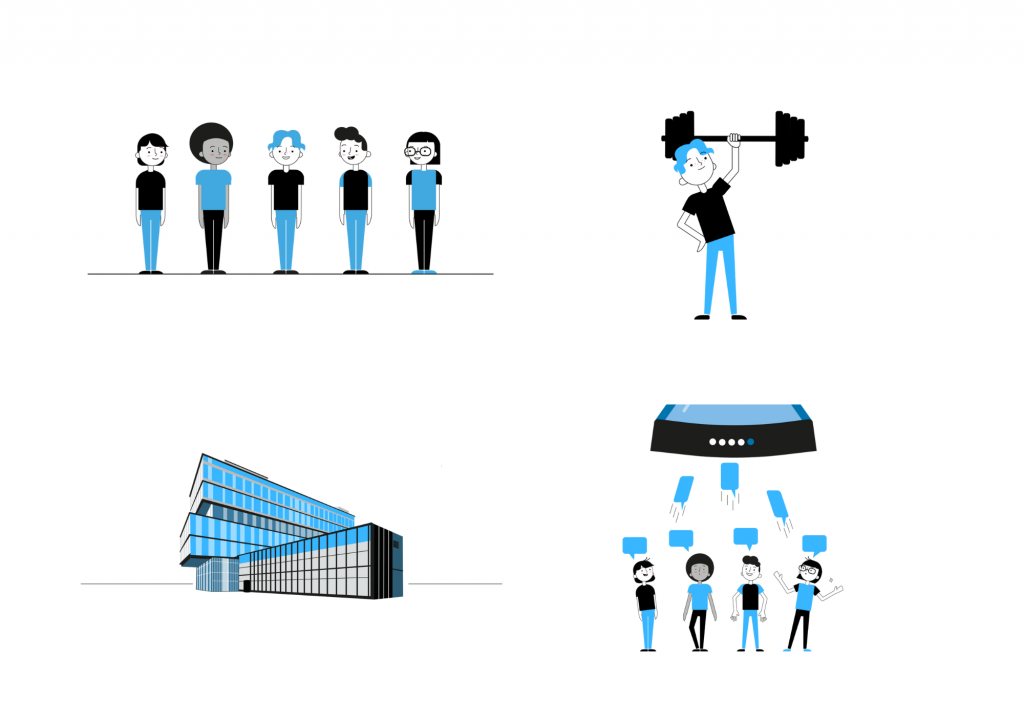 Four images to represent the four points of text.

Top left: A group of 5 cartoon people